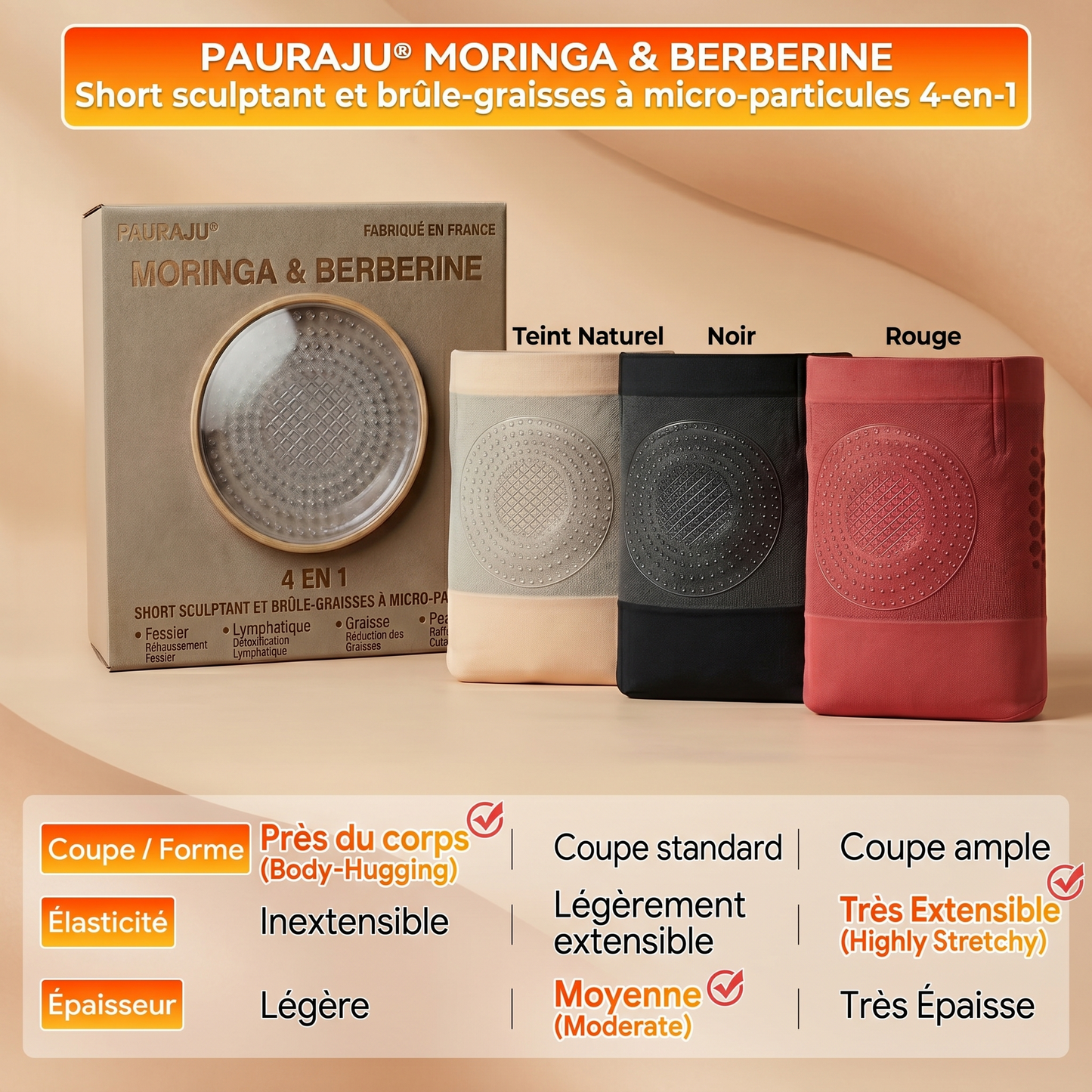 Boutique Officielle | 🧸🧸 𝐏𝐀𝐔𝐑𝐀𝐉𝐔® 2026 Short Sculptant & Brûle-Graisses 4-en-1 aux Micro-Particules de Moringa & Berbérine
