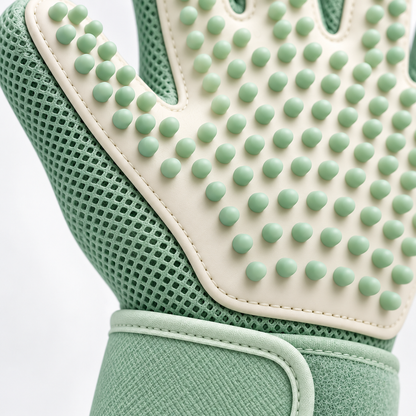 Mint Green Pet Grooming Glove - Soft Silicone Deshedding and Bath Massage Glove for Cats and Dogs