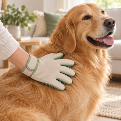 Sage Green Pet Grooming Glove - Soft Silicone Deshedding and Massage Mitt for Cats and Dogs