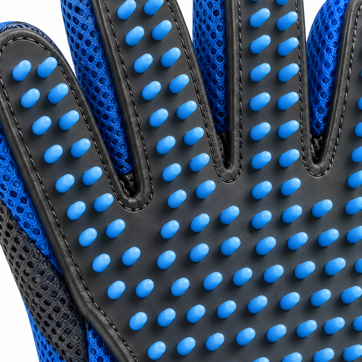 Blue Silicone Pet Grooming Glove - Deshedding and Massage Glove for Cats and Dogs