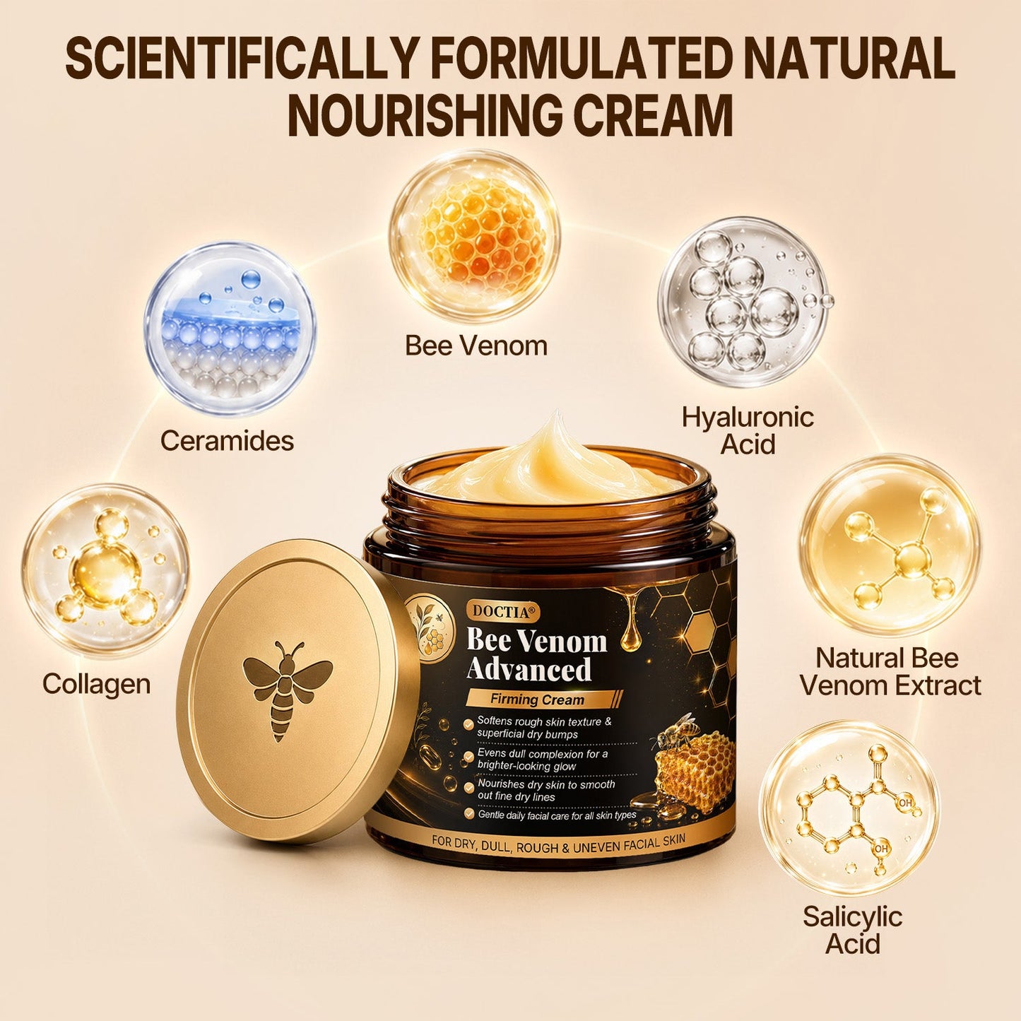 ✨🔥DOCTIA® Bee Venom Advanced Firming Cream Focused on Fine Line & Firmness Care.