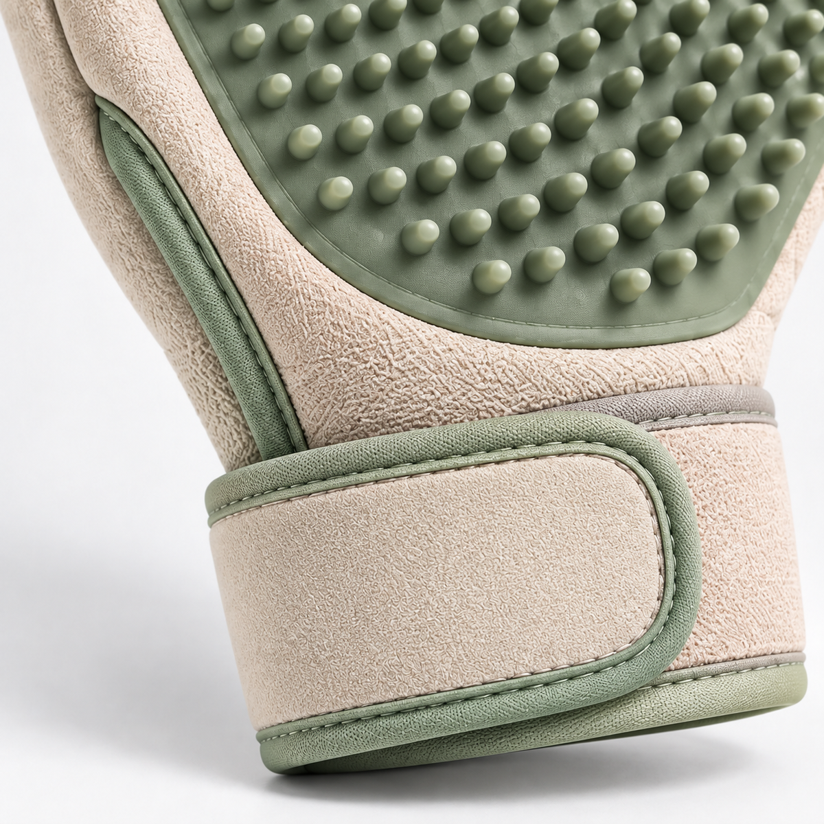 Sage Green Pet Grooming Glove - Soft Silicone Deshedding and Massage Mitt for Cats and Dogs