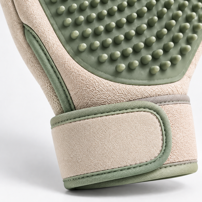 Sage Green Pet Grooming Glove - Soft Silicone Deshedding and Massage Mitt for Cats and Dogs