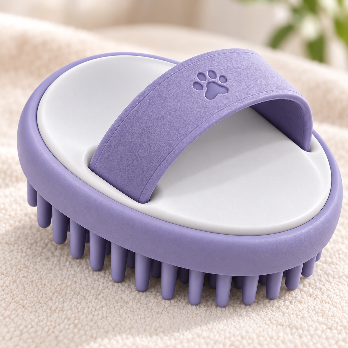 Lavender Palm Pet Massage Brush - Soft Silicone Grooming and Bath Brush for Cats and Dogs