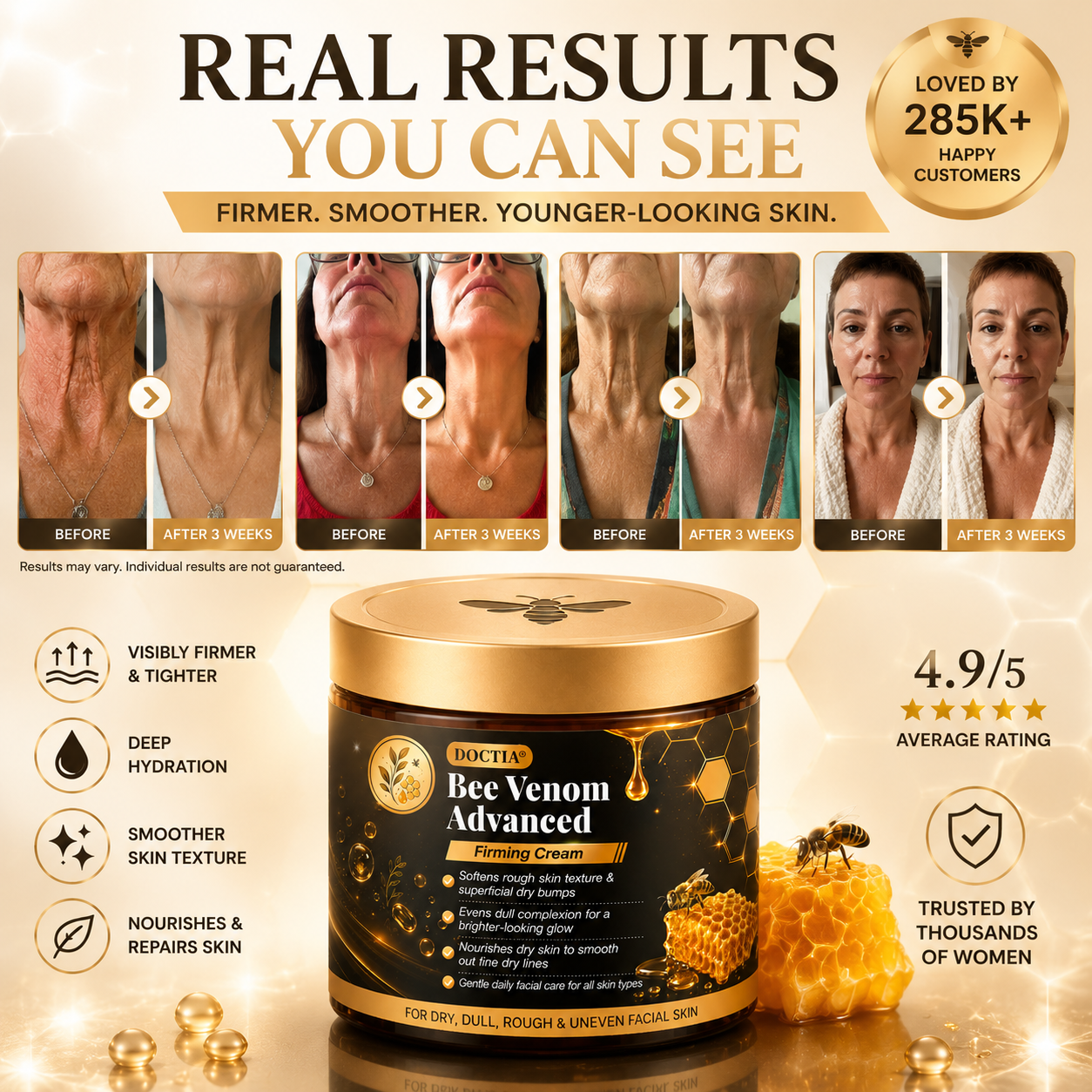 ✨🔥DOCTIA® Bee Venom Advanced Firming Cream Focused on Fine Line & Firmness Care