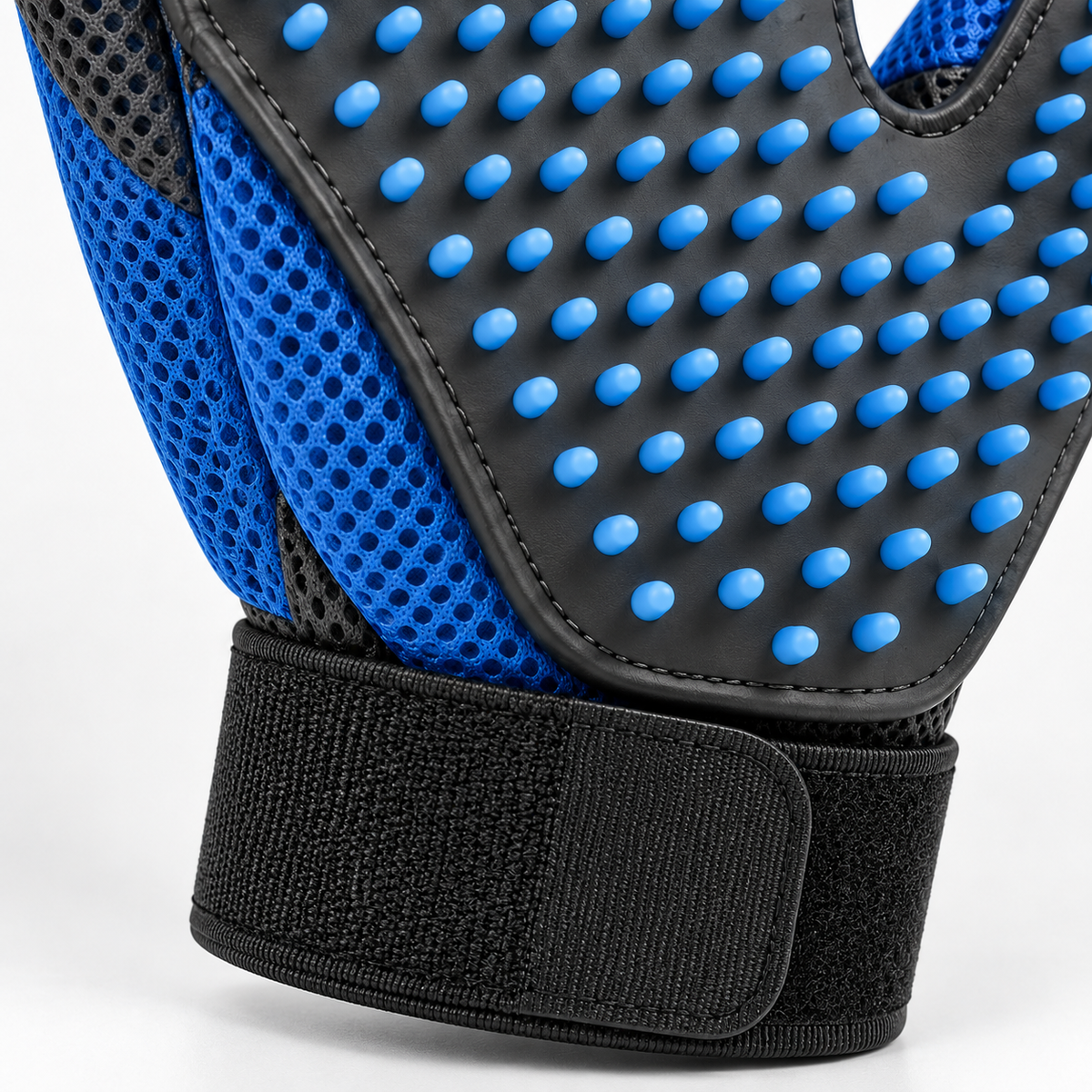 Blue Silicone Pet Grooming Glove - Deshedding and Massage Glove for Cats and Dogs