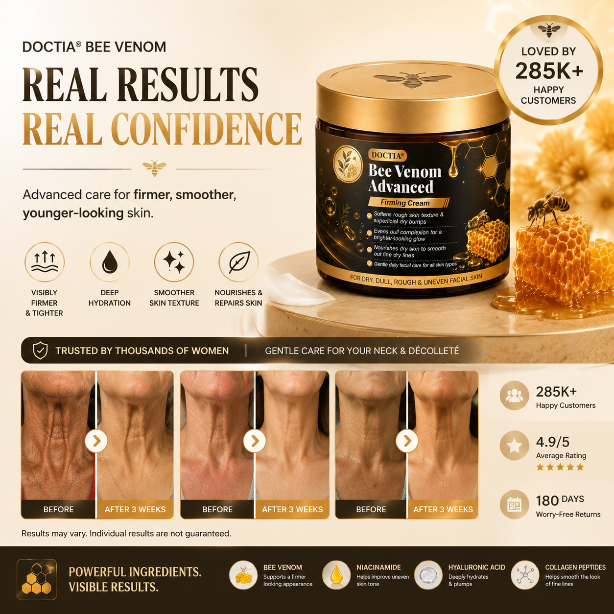 ✨🔥DOCTIA® Bee Venom Advanced Firming Cream Focused on Fine Line & Firmness Care