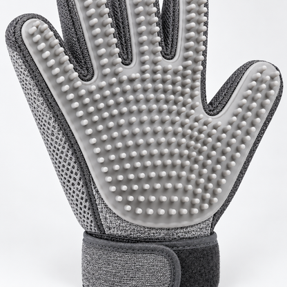 Gray Silicone Pet Grooming Glove - Gentle Deshedding and Bath Massage Glove for Cats and Dogs