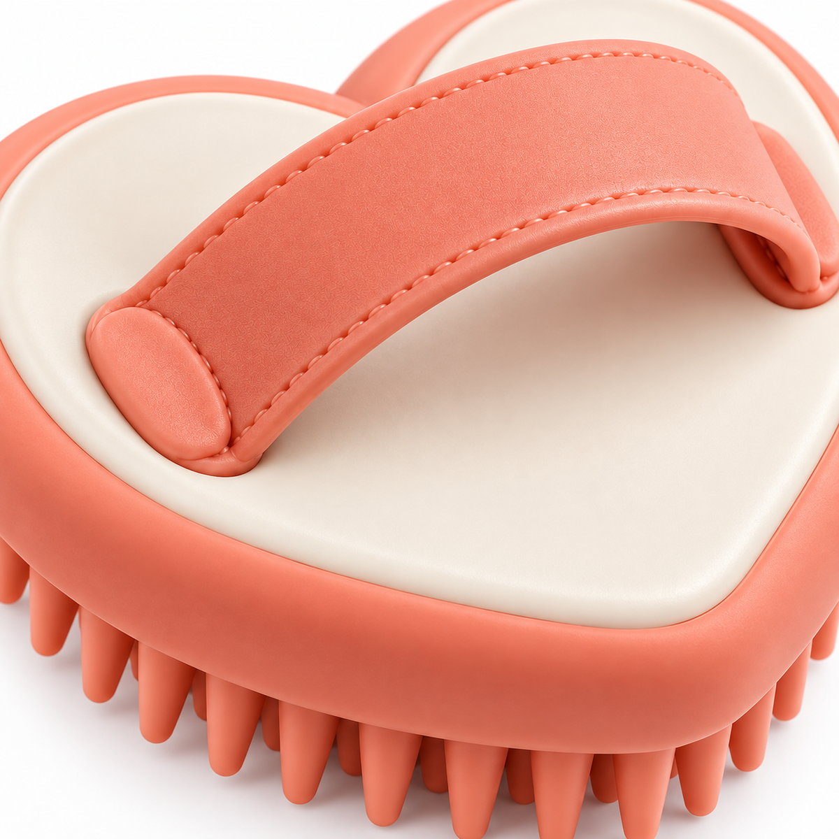 Coral Heart-Shaped Pet Massage Brush - Soft Silicone Bath and Grooming Brush for Cats and Dogs
