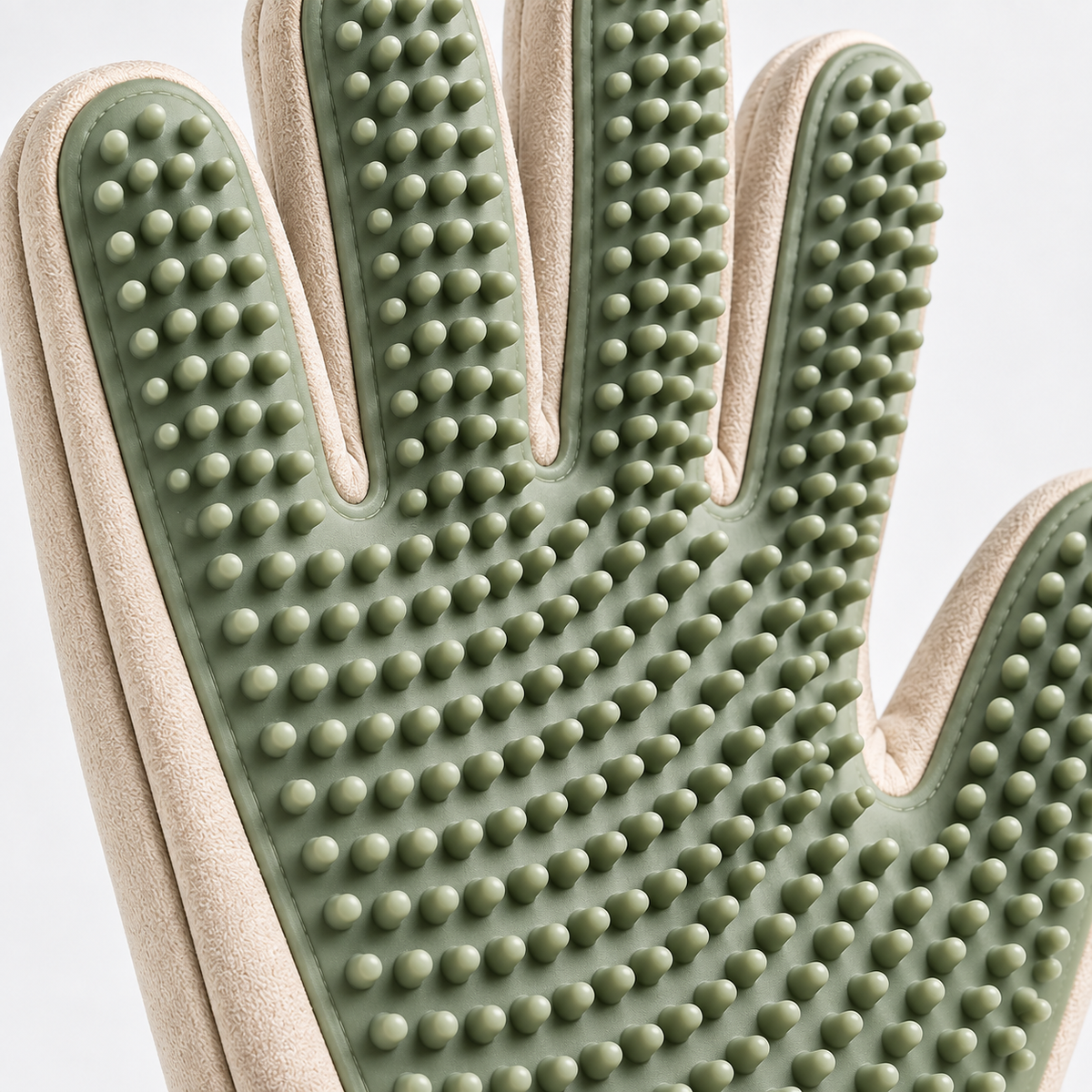 Sage Green Pet Grooming Glove - Soft Silicone Deshedding and Massage Mitt for Cats and Dogs