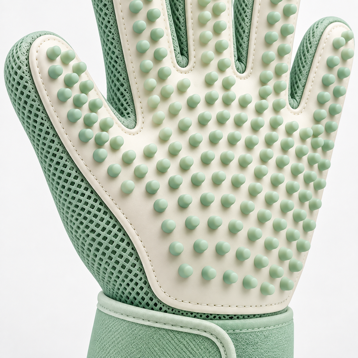 Mint Green Pet Grooming Glove - Soft Silicone Deshedding and Bath Massage Glove for Cats and Dogs