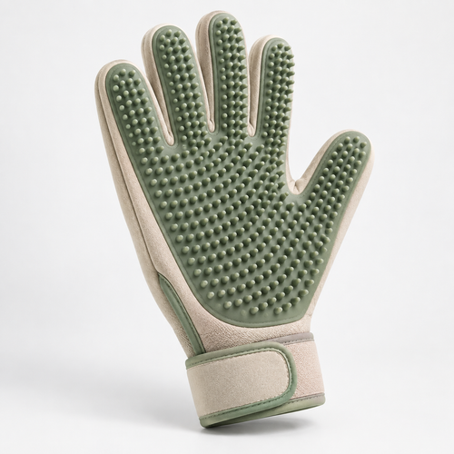Sage Green Pet Grooming Glove - Soft Silicone Deshedding and Massage Mitt for Cats and Dogs