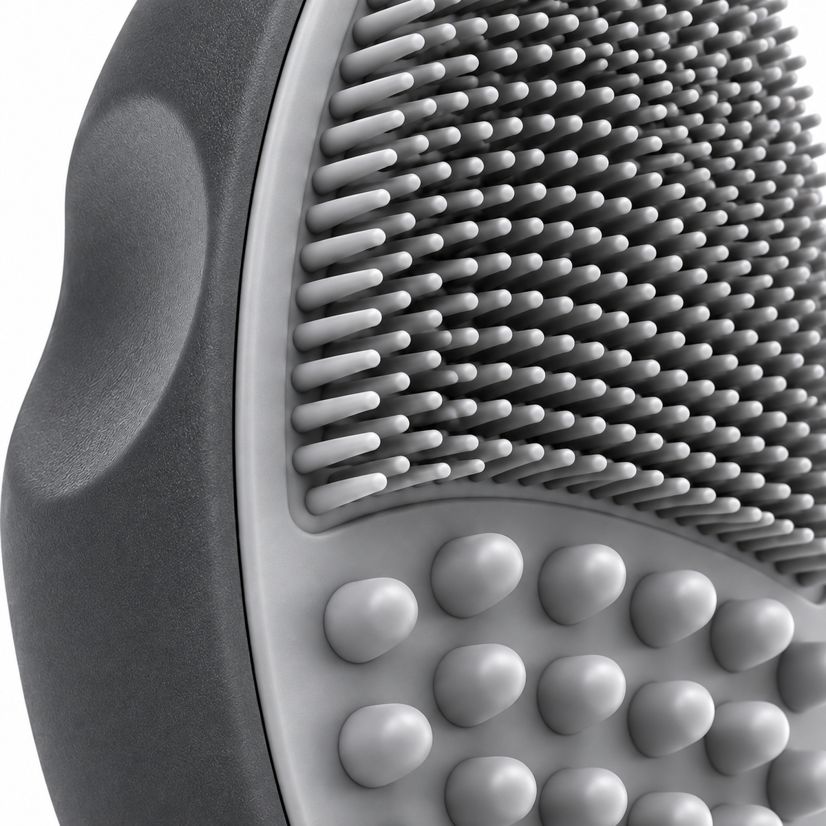 Gray Dual-Texture Pet Massage Brush - Fine Bristle Grooming and Massage Tool for Cats and Dogs