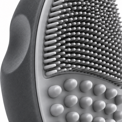 Gray Dual-Texture Pet Massage Brush - Fine Bristle Grooming and Massage Tool for Cats and Dogs