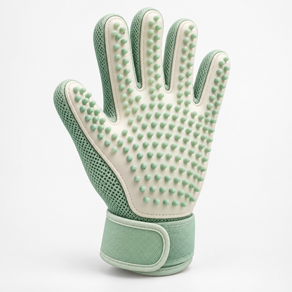 Mint Green Pet Grooming Glove - Soft Silicone Deshedding and Bath Massage Glove for Cats and Dogs