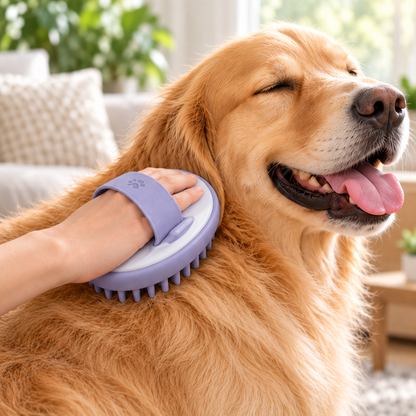 Lavender Palm Pet Massage Brush - Soft Silicone Grooming and Bath Brush for Cats and Dogs